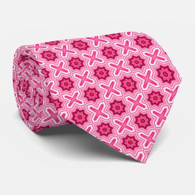Valentine Pink and White Neck Tie (Rolled)