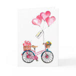 Valentine Pink Blue Bike Balloon Heart Love Name Holiday Card Valentine Pink Blue Bike Balloon Heart Love Name Holiday Card