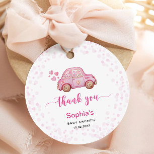 Valentine Pink Car Baby Shower Favor Tags