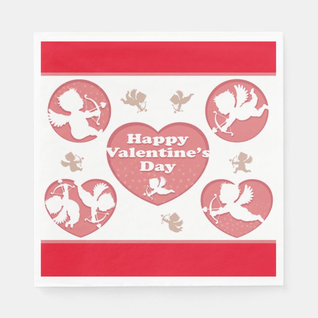 Valentine Pink Cupids  Napkins (Front)