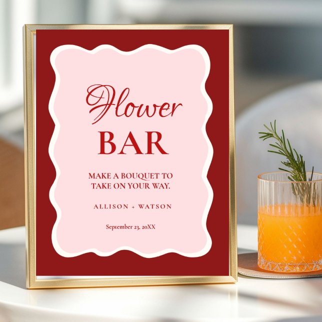 Valentine Pink Heart bridal shower flower bar Sign (Creator Uploaded)