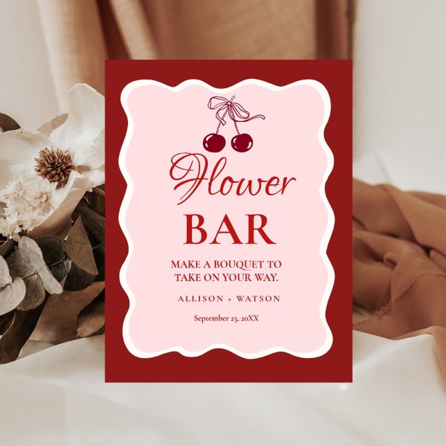 Valentine Pink Heart bridal shower flower bar Sign (Creator Uploaded)