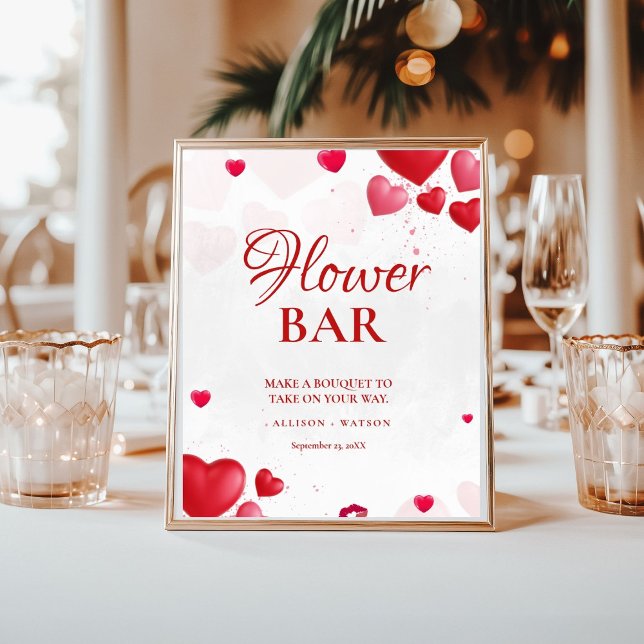 Valentine Pink Heart bridal shower flower bar Sign (Creator Uploaded)