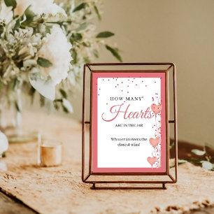 Valentine Pink Heart Bridal Shower How many Hearts Poster