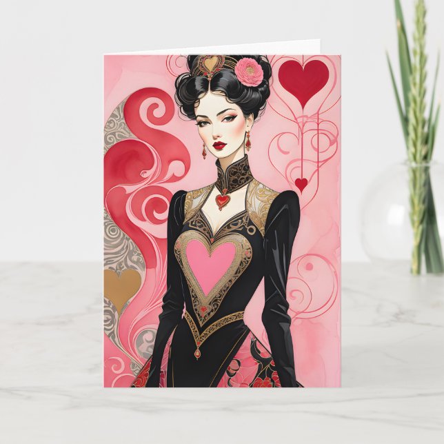 Valentine Pink Heart Dress Lady Announcement (Front)