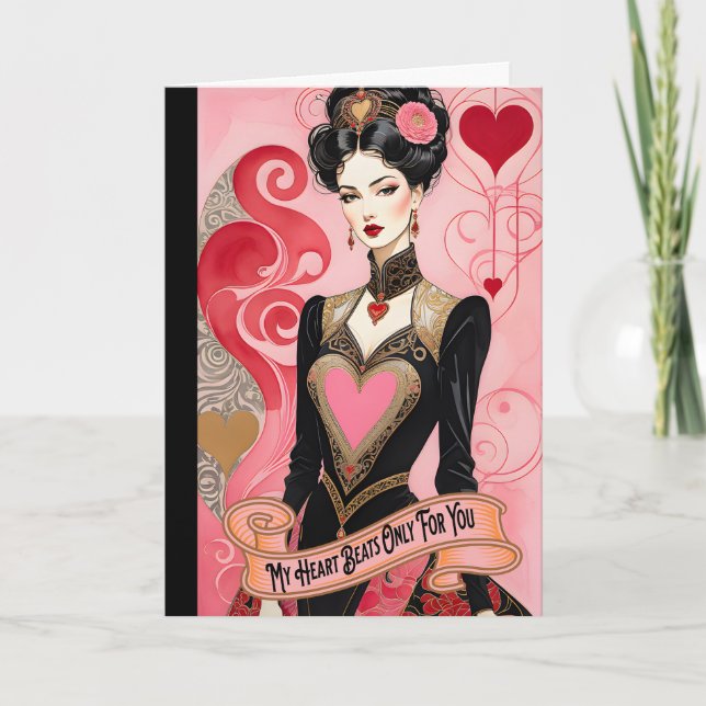 Valentine Pink Heart Dress Lady Announcement (Front)