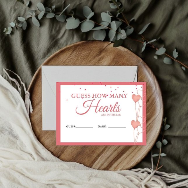 Valentine Pink Heart Guess How Many hearts Game  Enclosure Card (Creator Uploaded)