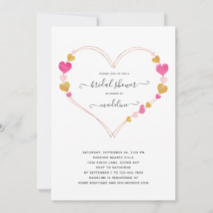 Valentine Pink Heart Sweet Bridal Shower Invitation