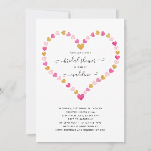 Valentine Pink Heart Sweetheart Bridal Shower Invitation