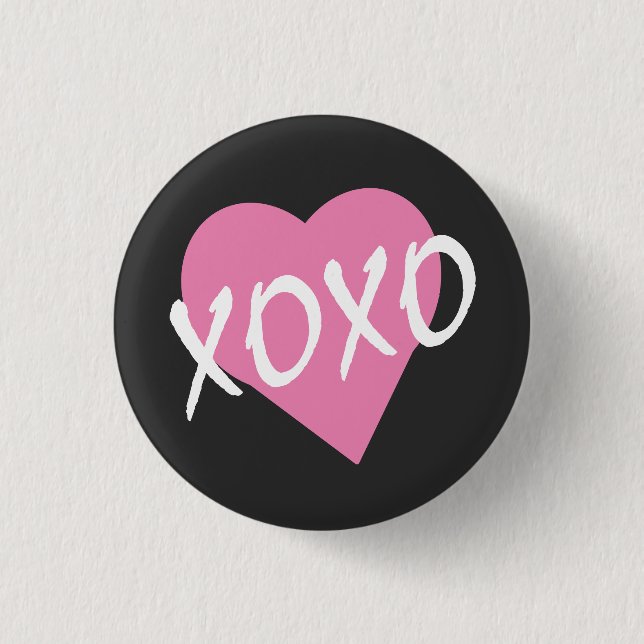 Valentine Pink Heart XOXO Button (Front)