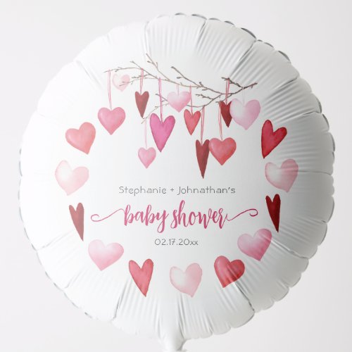 Valentine Pink Hearts Baby Shower Balloon