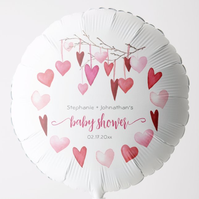 Valentine Pink Hearts Baby Shower Balloon (Front)