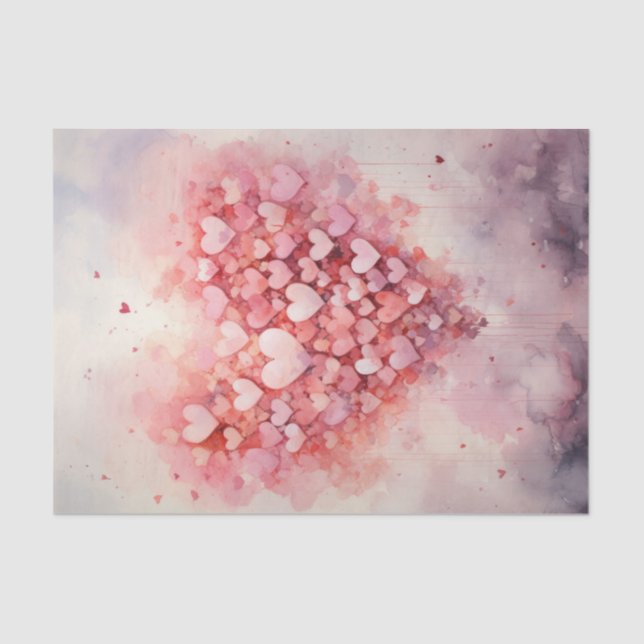 Valentine Pink Hearts Balloons Tissue Paper (Front)