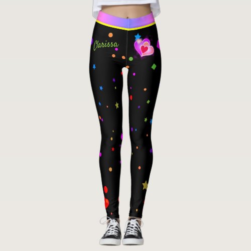 Valentine Pink Hearts Festive Birthday Leggings