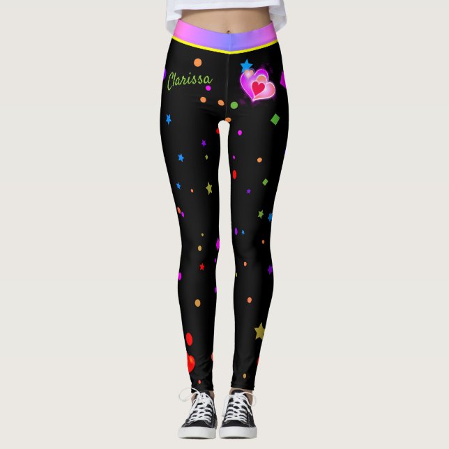 Valentine Pink Hearts Festive Birthday Leggings (Front)