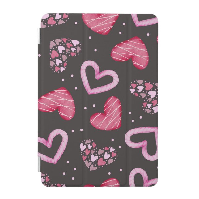 Valentine Pink Hearts iPad Cover (Front)