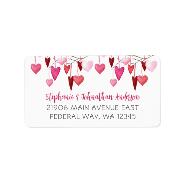 Valentine Pink Hearts Return Address Label (Front)