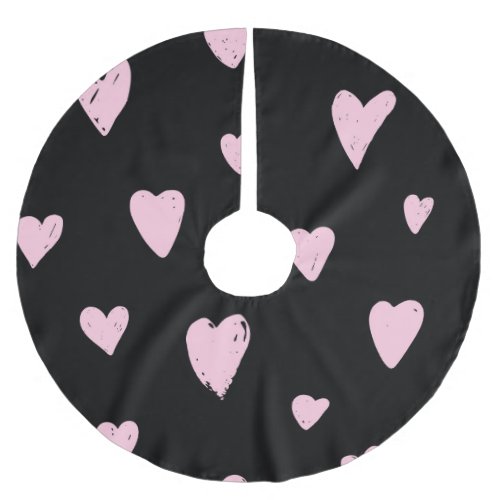 Valentine Pink Hearts Vintage Love Brushed Polyester Tree Skirt