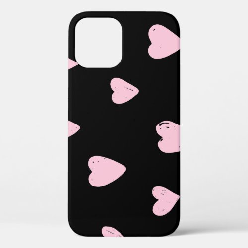 Valentine Pink Hearts Vintage Love iPhone 12 Case