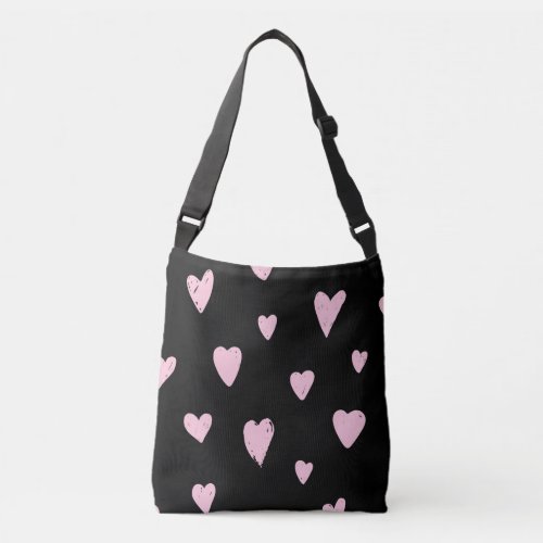 Valentine Pink Hearts Vintage Love Crossbody Bag