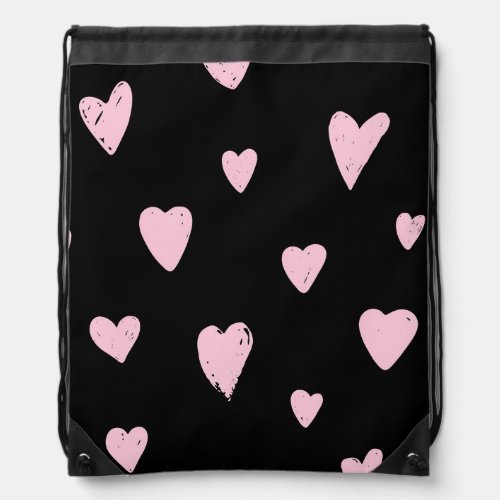 Valentine Pink Hearts Vintage Love Drawstring Bag