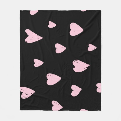 Valentine Pink Hearts Vintage Love Fleece Blanket