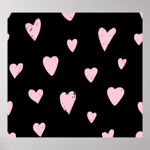 Valentine Pink Hearts Vintage Love Poster