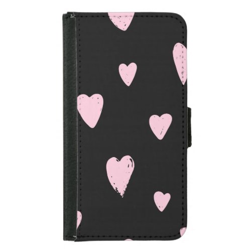 Valentine Pink Hearts Vintage Love Samsung Galaxy S5 Wallet Case