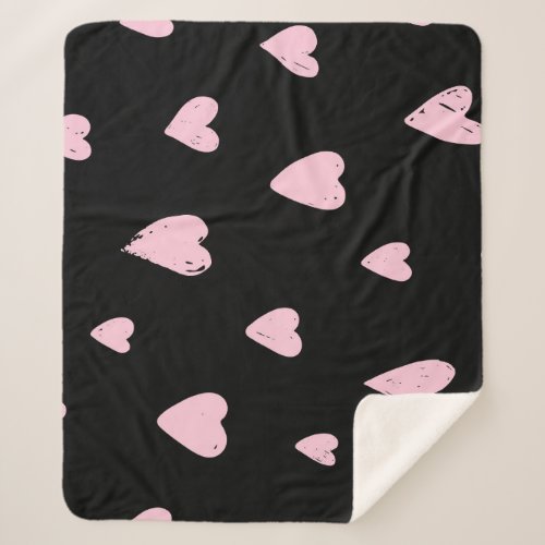 Valentine Pink Hearts Vintage Love Sherpa Blanket