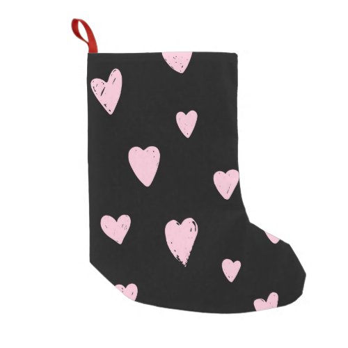Valentine Pink Hearts Vintage Love Small Christmas Stocking