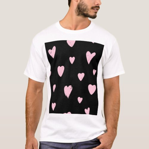 Valentine Pink Hearts Vintage Love T_Shirt