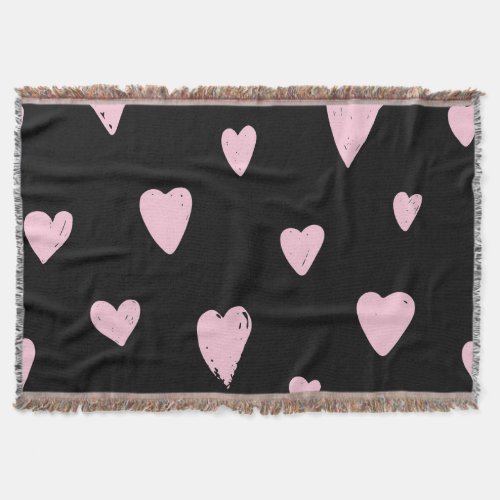 Valentine Pink Hearts Vintage Love Throw Blanket