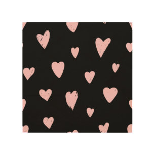 Valentine Pink Hearts: Vintage Love. Wood Wall Art