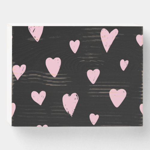 Valentine Pink Hearts Vintage Love Wooden Box Sign