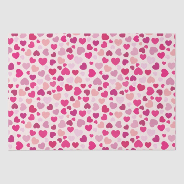 Valentine Pink Hearts with White Tissue Paper (Front)