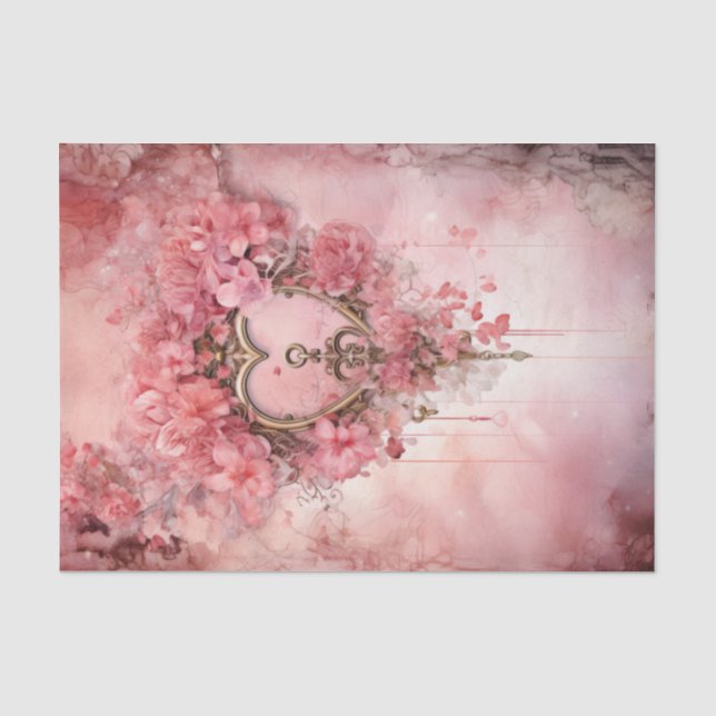Valentine Pink Key to My Heart Tissue Paper (Front)