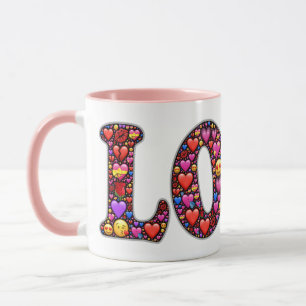 Valentine Pink Love Emoji's Design Mug