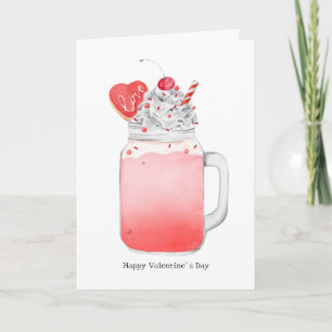 Valentine Pink Milkshake I Love You Punny Card
