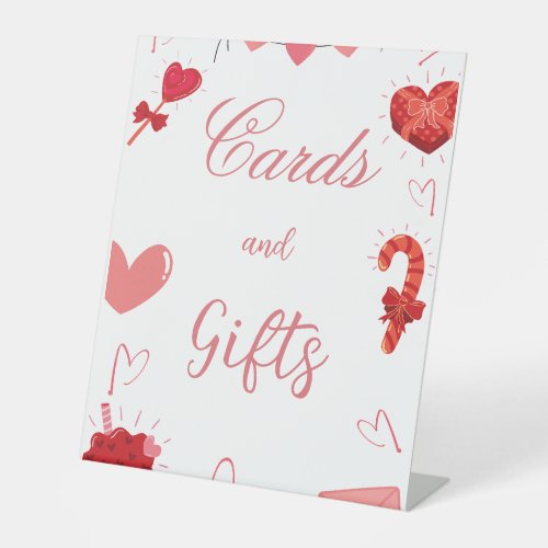 Valentine pink  red Heart Card and gifts sign