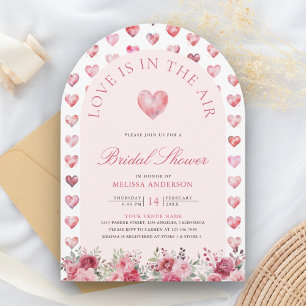 Valentine Pink Red Hearts Sweetheart Bridal Shower Invitation
