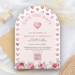 Valentine Pink Red Hearts Sweetheart Wedding Save The Date