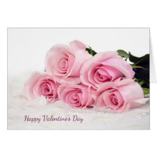 Valentine Pink Roses on Fur Cards