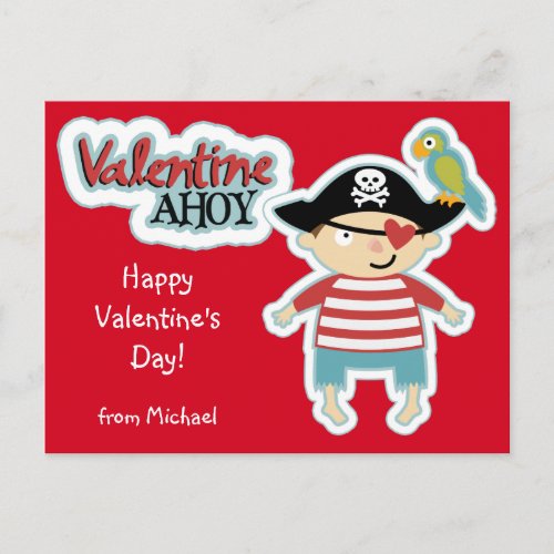 Valentine Pirate Ahoy Holiday Postcard