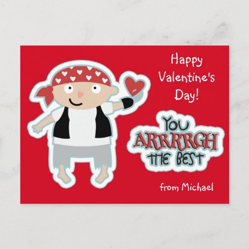 Valentine Pirate Heart Holiday Postcard