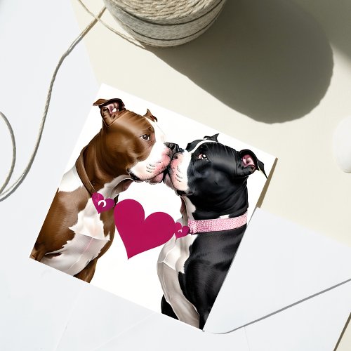 Valentine Pit Bulls Sweethearts Love Holiday Card