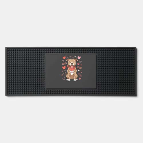 Valentine Pitbull Dog XOXO Love Design Bar Mat