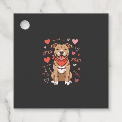 Valentine Pitbull Dog XOXO Love Design Favor Tags
