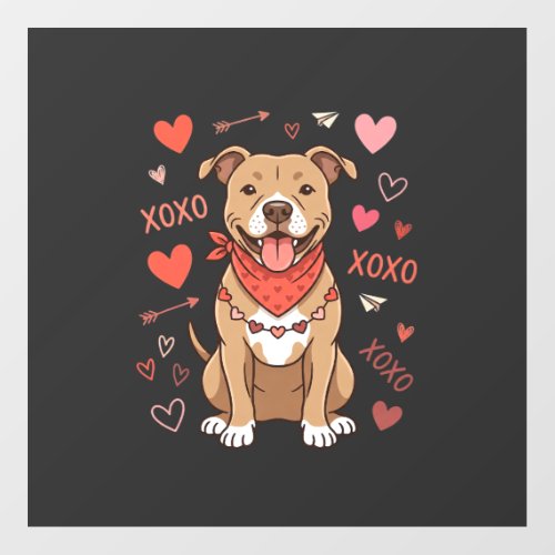 Valentine Pitbull Dog XOXO Love Design Floor Decals