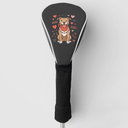 Valentine Pitbull Dog XOXO Love Design Golf Head Cover