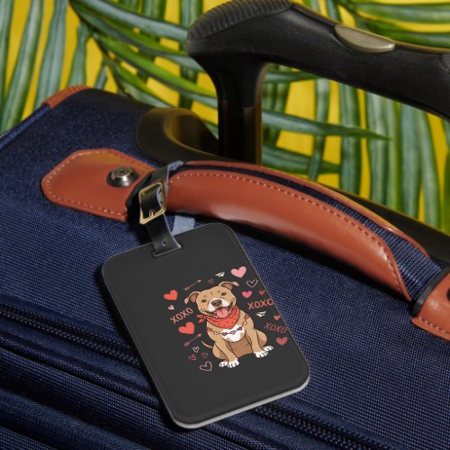 Valentine Pitbull Dog XOXO Love Design Luggage Tag